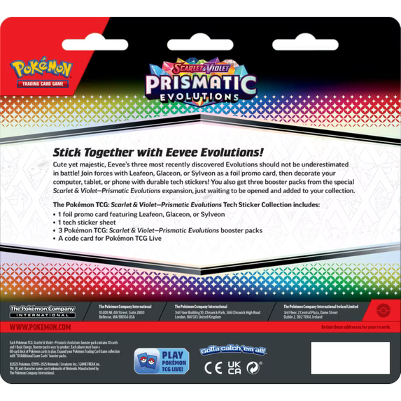 Pokemon Trading Card Games Scarlet & Violet—Prismatic Evolutions Tech Sticker Collection Sylveon